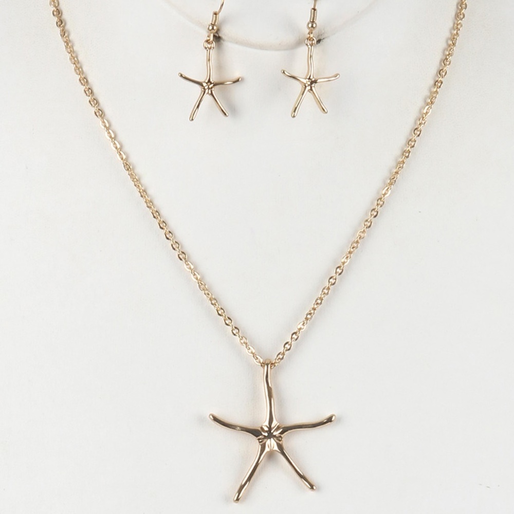 Starfish Earring/Necklace Set, Gold Tone